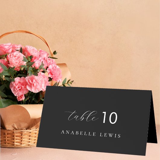 Zwarte Chique Monogram Gast Naam Trouw Plaatskaart Kaart