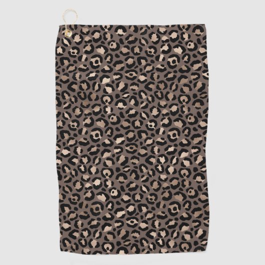 Zwarte chocolade bruin Bronze luipaard afdrukken Golfhanddoek (Voorkant)