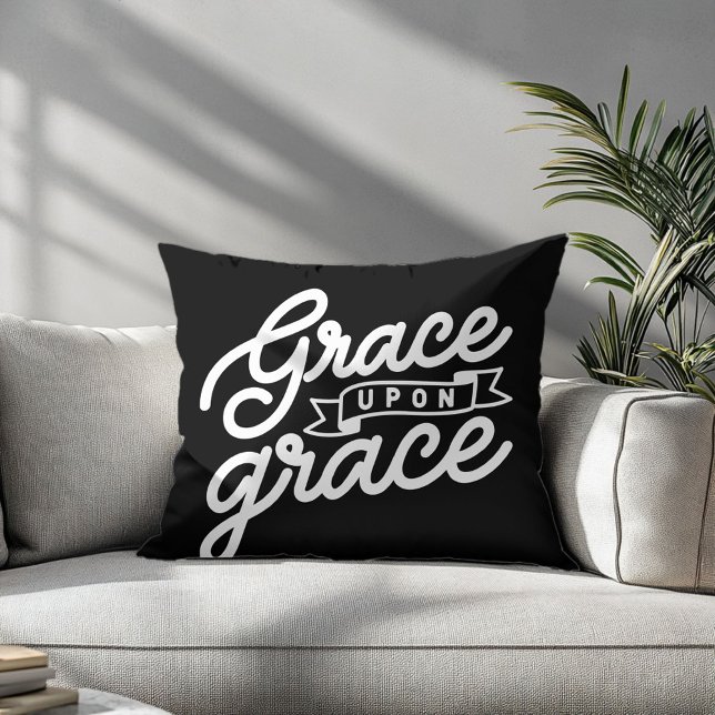 Zwarte Christelijke genade op genade Sierkussen (Creator heeft geüpload)