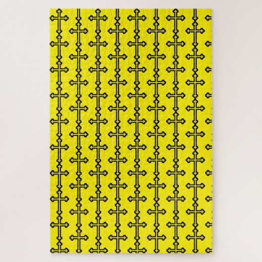 Zwarte christelijke kruis legpuzzel (Verticaal)