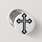 Zwarte christelijke kruis ronde button 3,2 cm (Voorkant /achterkant)