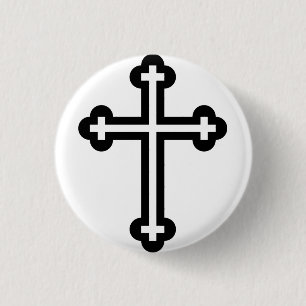 Zwarte christelijke kruis ronde button 3,2 cm