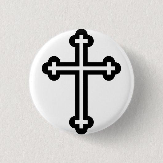 Zwarte christelijke kruis ronde button 3,2 cm (Voorkant)