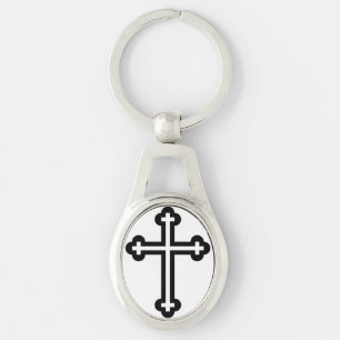 Zwarte christelijke kruis sleutelhanger