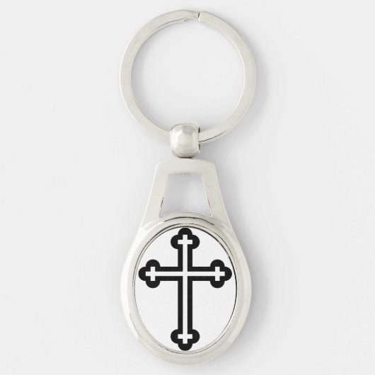 Zwarte christelijke kruis sleutelhanger (Voorkant)