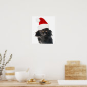 ZWARTE CHRISTMAS CAT MET SANTA CLAUS PET POSTER (Keuken)
