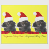 ZWARTE CHRISTMAS CAT, SANTA CLAUS PET EN RED RIBBO CADEAUPAPIER (Vlak)