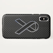 Zwarte chroomstijl, lintbewustzijn koolstofvezel Case-Mate iPhone case (Achterkant (horizontaal))