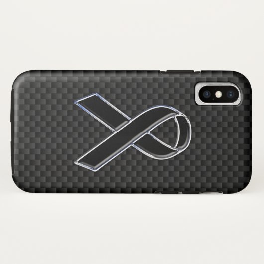 Zwarte chroomstijl, lintbewustzijn koolstofvezel Case-Mate iPhone case (Achterkant (horizontaal))