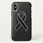 Zwarte chroomstijl, lintbewustzijn koolstofvezel Case-Mate iPhone case (Achterkant)