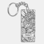 Zwarte chrysanten op witte achtergrond met foto sleutelhanger (Voorkant Links)