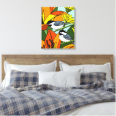 Zwarte cichorei en Lily Flowers Canvas Afdruk (Insitu (Slaapkamer))