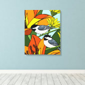 Zwarte cichorei en Lily Flowers Canvas Afdruk (Insitu (Houten vloer))