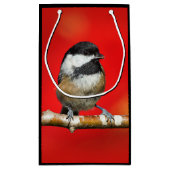 Zwarte cichorei op de Autumn Red-achtergrond Klein Cadeauzakje (Achterkant)