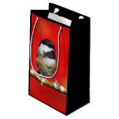 Zwarte cichorei op de Autumn Red-achtergrond Klein Cadeauzakje (Achterkant Gekanteld)