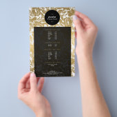 Zwarte Circle Flyer van de moderne gouden bloemen (Hand)