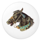 Zwarte Circus Horse  kunst Keramische Knop (Voorkant)