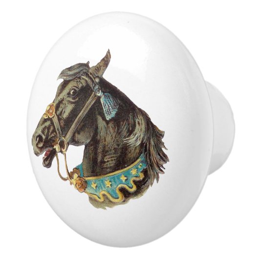 Zwarte Circus Horse  kunst Keramische Knop (Rechts)