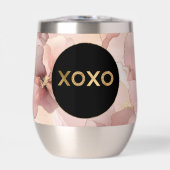 Zwarte Cirkel Blush Roze Bloemen Goud Glitter XOXO (Voorkant)