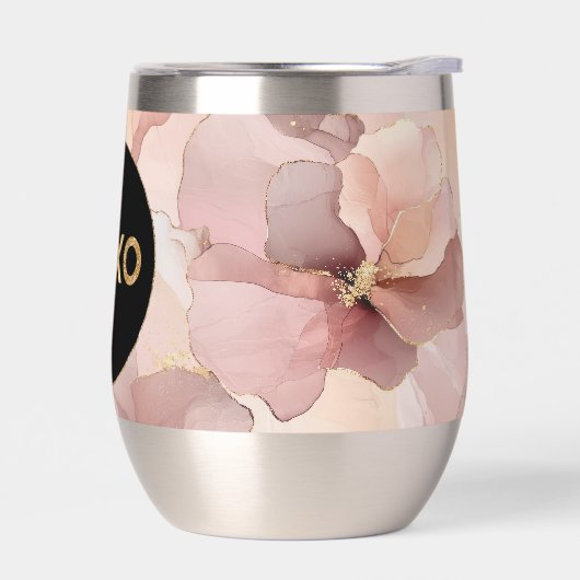Zwarte Cirkel Blush Roze Bloemen Goud Glitter XOXO (Links)