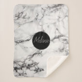 Zwarte cirkel en zwart wit marmeren steen sherpa deken (Voorkant)