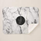 Zwarte cirkel en zwart wit marmeren steen sherpa deken (Voorkant (horizontaal))