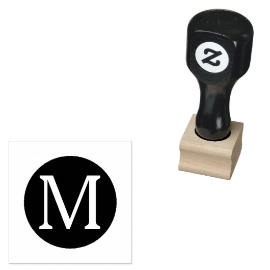 Zwarte Cirkel Frame Monogram Rubberstempel (Gestempeld)