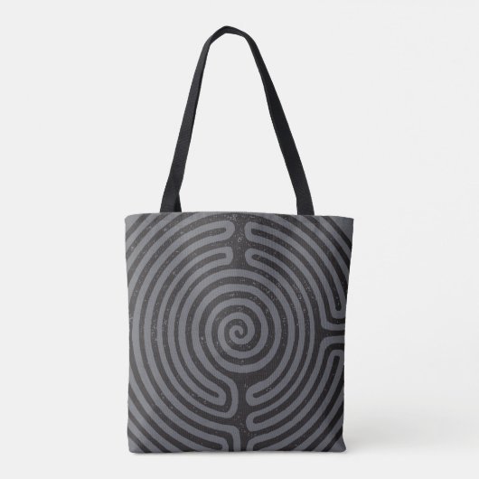 Zwarte cirkel labyrint (grijs) Fine Art Tote Bag (Achterkant)