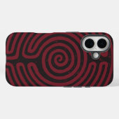 Zwarte cirkel labyrint (Maroon) Fine Art Case-Mate iPhone Case (Achterkant (horizontaal))
