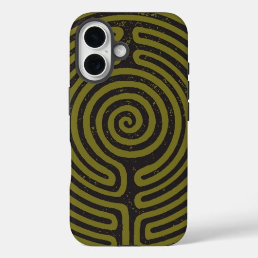 Zwarte cirkel labyrint (olijf) Fine Art Case-Mate iPhone Case (Achterkant)