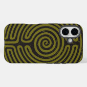 Zwarte cirkel labyrint (olijf) Fine Art Case-Mate iPhone Case (Achterkant (horizontaal))