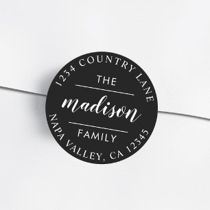 Zwarte cirkel lettertype Maak je eigen retouradres Ronde Sticker