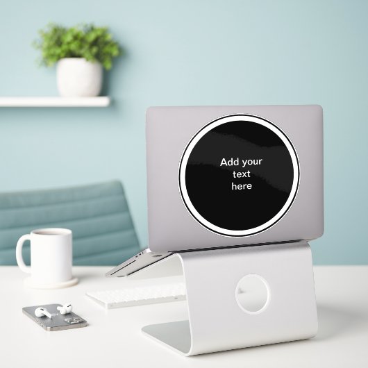 Zwarte cirkel met witte cirkel frame SJABLOON,  Sticker (Laptop op bureau)