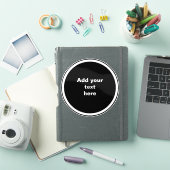 Zwarte cirkel met witte cirkel frame SJABLOON, Sticker (iPad Cover)