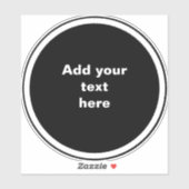 Zwarte cirkel met witte cirkel frame SJABLOON, Sticker (Vel)