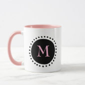 Zwarte Cirkel Monogram Roze Twee Tons Mok (Links)