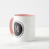 Zwarte Cirkel Monogram Roze Twee Tons Mok (Voorkant links)