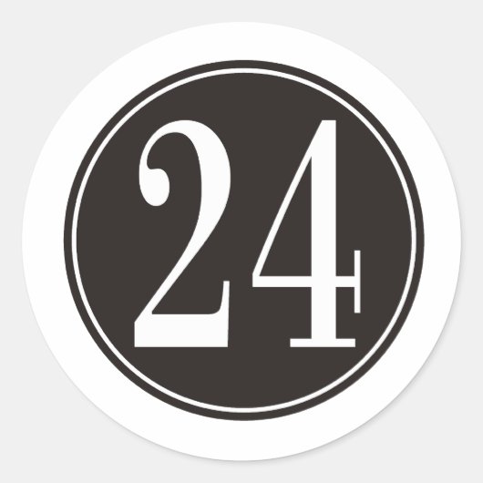 Zwarte cirkel - nummer 24 (voorzijde) ronde sticker (Voorkant)