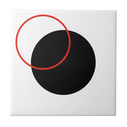 Zwarte cirkel rode cirkel abstracte geometrische k tegeltje (Voorkant)