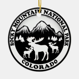 Zwarte cirkel rond Rocky Mountain Nat Park Keramisch Ornament