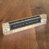 Zwarte Cirkelplaat van de moderne goudbloem Naambordje (Zijkant)