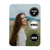 Zwarte Cirkels Foto Afstudeer Uitnodiging Magneet (Verticaal)