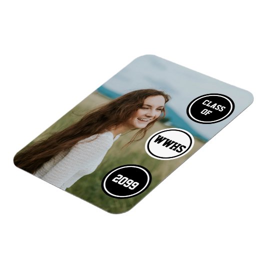 Zwarte Cirkels Foto Afstudeer Uitnodiging Magneet (Linkerzijde)