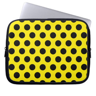 Zwarte cirkels op gele achtergrond laptop sleeve