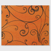 Zwarte cirkels op Oranje cadeaupapier (Vlak)