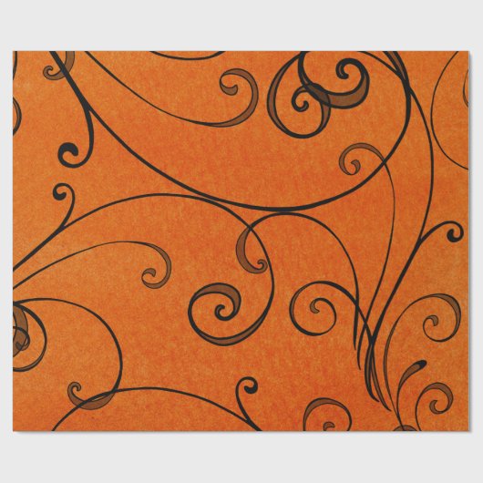 Zwarte cirkels op Oranje cadeaupapier (Vlak)