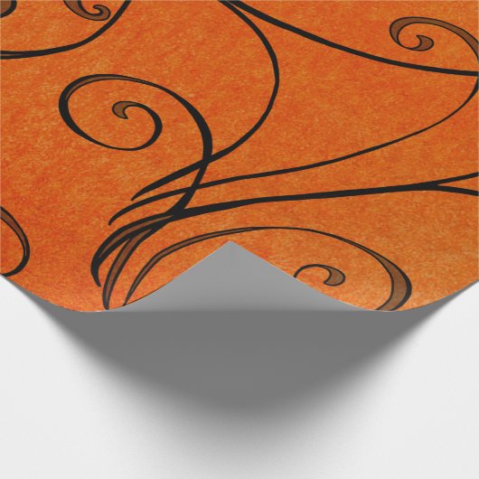 Zwarte cirkels op Oranje cadeaupapier (Hoek)