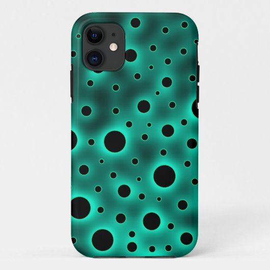 Zwarte Cirkels over Turquoise Ontwerp Case-Mate iPhone Case (Achterkant)