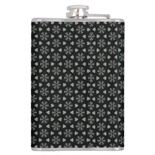 Zwarte cirkelvormige maatkolf heupfles (Achterkant)