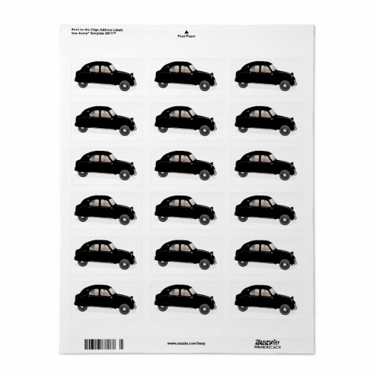 Zwarte Citroen 2CV Etiket (Full Sheet)